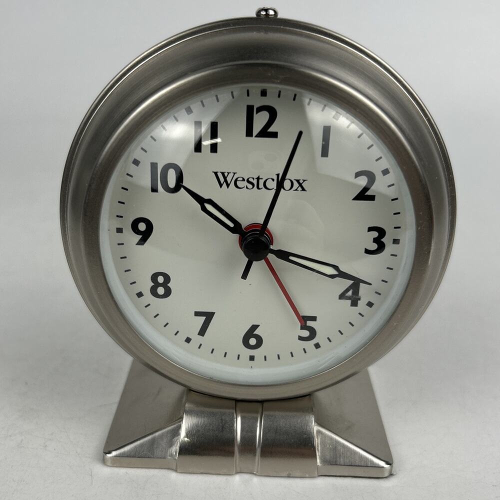 Westclox Analog Alarm Clock- Silver Metal Case with‎ Nickel Finish